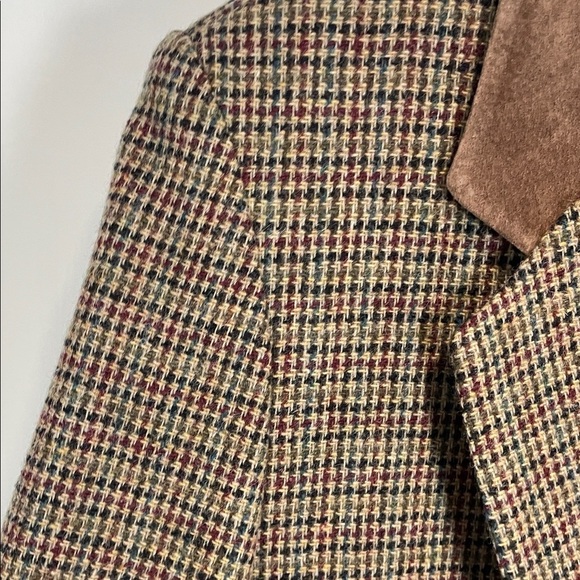 Pierre Dumas Brown Checkered Blazer with Suede collar - Picture 3 of 8